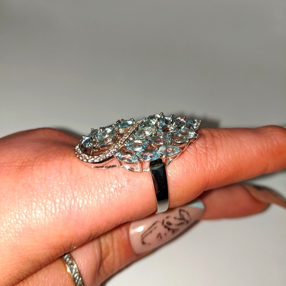 Aquamarine Gemstone Ring Sterling Silver - Picture 6 of 10